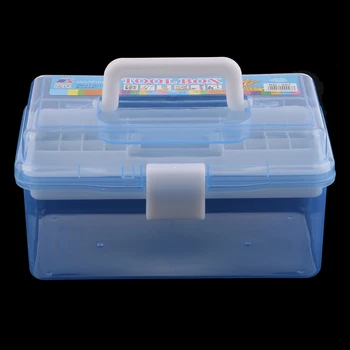 Plastikiniai Siuvimo Tapybos Techninės Priemonės Laikymo Dėžutė Atveju Namų Organizatorius Mėlyna