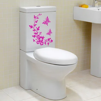 Drugelis Gėlių tualeto sienų lipdukai lipdukas wc sienų lipdukai vonios Reikmenys, namų decorationtoilet vinilo sienų dekoras