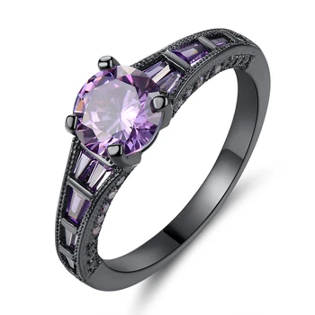 Violetinė Cirkonis Lady Žavesio Žiedas, Nerūdijančio Plieno, Cirkonis Mados Uždara Metalo Žiedas Kūrybos Ponios Vestuvės Juvelyrika Dovana