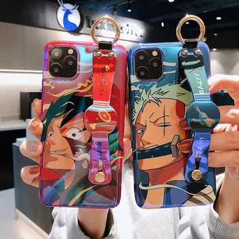Riešo Dirželis Luffy Telefono dėklas Skirtas iPhone 12 11 Pro Max X XS Max XR 6S 7 8 Plius Japonija, Anime One Piece Minkštos TPU Telefono Turėtojas Atvejais