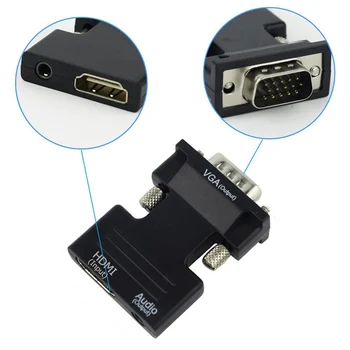 Rankman HDMI2VGA HDMI į VGA Adapteris su Garso Kabeliai 720/1080P HDTV Monitorius, DVD, TV-box Projektorius, Nešiojamas PC PS4