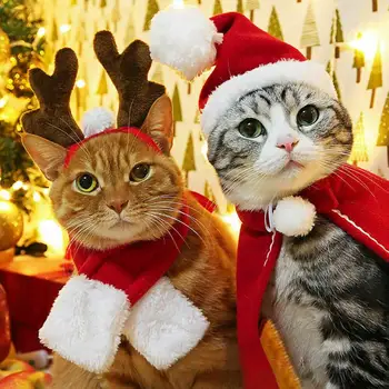 1PC Kačių ir Šunų Kalėdų Skrybėlę, Šaliką Apsiaustu Elnių Vadovas Hoopas Briedžių Skrybėlę Drabužiai Kostiumas 
