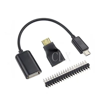 3 1. Aviečių Pi Nulio Adapterio Rinkinys Mini adapteris+Mikro USB į USB Moterų OTG Kabelis + 20 pin Male GPIO Antraštė RRI 0