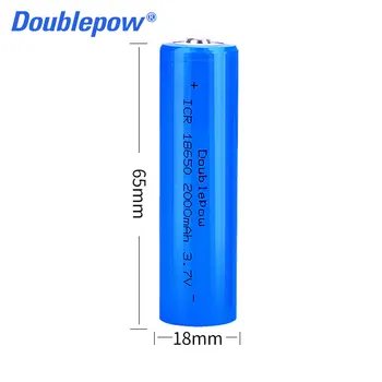 Doublepow originalus naujus 18650), 3,7 v 2000mah 18650 įkraunama ličio baterija žibintuvėlio baterijos