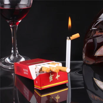Kūrybos Mini Kompaktiškas Žibintuvėlis Lengvesni Lauko Butano Dujų Degiklio Metalo Cigarečių Formos Žiebtuvėlis Nemokamai Gaisro Šlifavimo Ratas Kišenėje