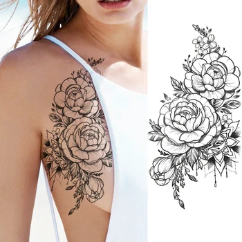 Juodosios Chnos Laikinos Tatuiruotės Lipdukas Realus Padirbtų Juvelyrikos Mandala Gėlių Tatuiruotės Moterys Seksualus Dreamcatcher Body Art Popieriaus