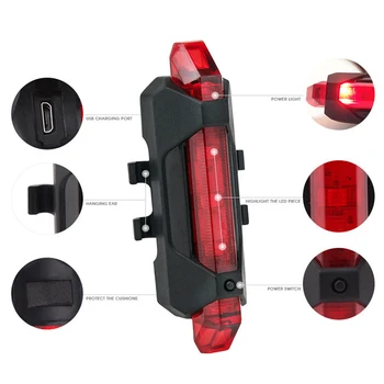 2020 USB Įkrovimo Dviračių Šviesos diodų (LED Galinis Žibintas Saugos Įspėjimas užpakalinis žibintas Dviračių šviesos Portable 