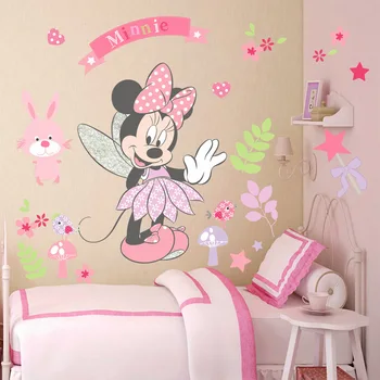 Animacinių Filmų Minnie Sienų Lipdukai Gėlių Vaikams Kambariai Vaikams, Miegamasis, Gyvenamasis Kambarys Sienų Lipdukas Meno Plakatas Freskos Dovanų Puošimas