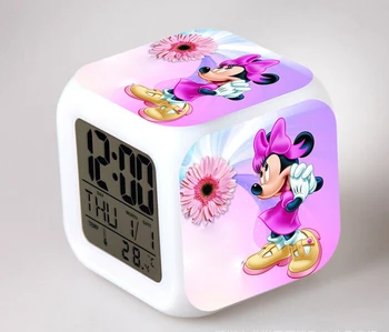 Mickey Minnie Mouse figūrėlių, Žaislinių Laikrodis-Žadintuvas Su LED Touch Šviesos Pvc Modelis Žaislas Vaikas Studentų Gimtadienio Dovana Šalis Tiekimo