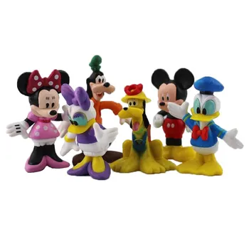 6pcs/daug Disney Pav Toy Mickey Minnie Mouse Donaldas, Daisy Duck Plutonas Goofy PVC Veiksmų Skaičius, Animacinių filmų Lėlės Modelio Dovana Vaikams