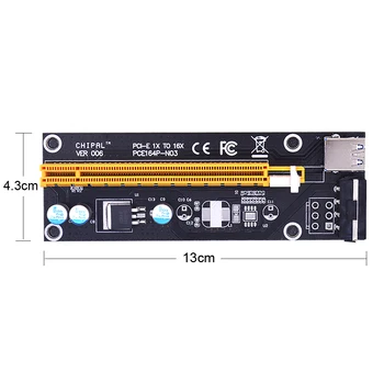 CHIPAL VER006 PCI-E Riser Card PCI Express 1X PCIE į 16X Pratęsimo Adapteris 1M 0.6 M USB 3.0 Kabelį Bitcoin Miner BTC Kasyba