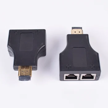 2 vnt HDMI Extender su 2 RJ45 Jungtys , Pratęsti iki 30m Virš CAT 5e UTP CAT6 LAN Ethernet kabelis, HDTV HDPC