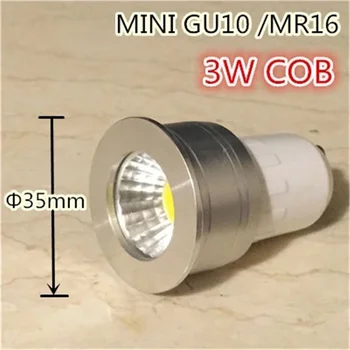 LED GU10 COB Mini MR16 Pritemdomi Šiltai Balta Vietoje, Lemputės, Lemputė 3W 35mm Pakeisti Halogeninės 30W