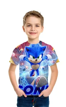 Vaikų Berniukų Sonic Marškinėliai 3D Atspausdintas dangčiai Paauglys Merginos Viršūnes Tees Animacinių filmų Dizaino Juokinga Streetwear T-Shirts O-Kaklo Karšto Naujas