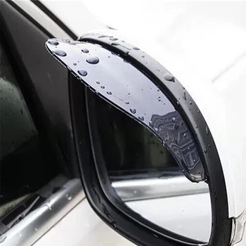 2vnt/komplektas PVC Automobilio Galinio vaizdo Veidrodėlis lipdukas lietaus antakių weatherstrip auto veidrodis, Lietaus apsauga atspalvį dangtelio raštas guard