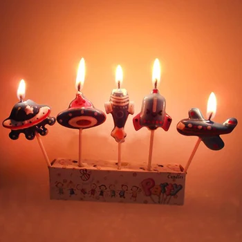 5VNT/Set Lėktuvo Žvakė Animacinių filmų Orlaiviai, Erdvėlaiviai Raketų Gimtadienio Tortas, Žvakės, Nustatyti Cupcake Dekoratyvinė Žvakė Vaikams Šalis