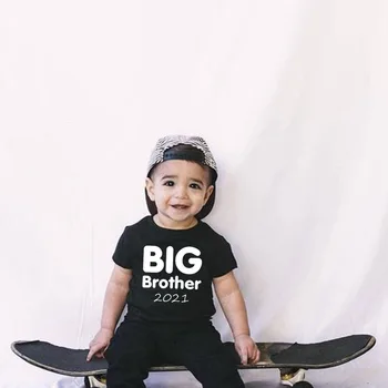 Didysis Brolis 2021 Marškinėliai Kūdikiams, Vaikiška Big Brother Marškinėlius Big Bro 2021 M. Vasarą trumpomis Rankovėmis Anouncement marškinėlių Mada Vaikams