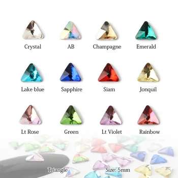 Geriausia pardavimo aišku, naujas mažas Trikampis nagų dailės cirkonio 13 spalvų išgalvotas krištolo akmens 30 / 100PcsDIY nagų papuošalai