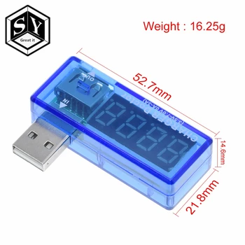 1PCS Skaitmeninis USB Mobiliojo Energijos įkrovimo srovė Testeris, Matuoklis Mini USB įkroviklis gydytojas voltmeter ammeter savo Ruožtu, skaidri