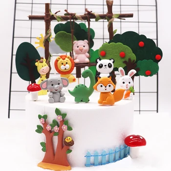 Animacinių filmų Džiunglių šalis pyragas apdaila Safari gyvūnų tema gimtadienio dekoracija vaikų šalis reikmenys