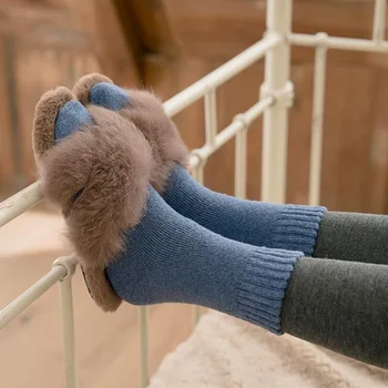 1 porą kojinių moteris ir vyras žiemos sutirštės šiltas terry kojinės ponios vamzdis kojinės grindų kojinių imitacija triušių vilnos rankšluostį kojinės