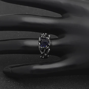 Romantiška Tamsiai Mėlyna Kubinių Zirconia Žiedas Prabangių Mados Vestuvių, Sužadėtuvių Juodojo Aukso Spalvos Filialas Kryžiaus Formos Papuošalai Moterims