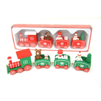 Kalėdų traukinukas 4 Mazgų Dažytos Kalėdinė Dekoracija Namuose Mediniai su Santa Vaikams, Žaislai Ornamentu Navidad 2021 Naujųjų Metų Dovana,Q