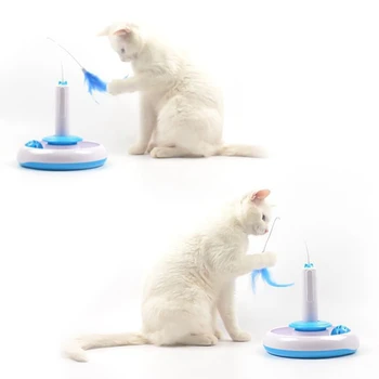 Plunksnų Pramogų Elektros Kačių Žaislai, Aksesuarai Daugiafunkcį Interaktyvus Sukasi Juokinga Kibinimas Pet