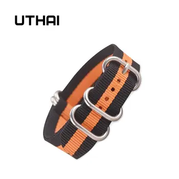UTHAI Z23 8 Spalva Sunkiųjų Nailono Watchband NATO ZULŲ Dirželis 18mm 20mm 22mm 24mm Dryžuotas Vaivorykštės Drobę Pakeitimo Žiūrėti Juosta