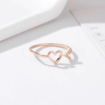 Korėjos Versija Naujų Kūrybinių Papuošalai Boutique Rodyklių Širdis, Atvira Žiedai Mados Tuščiaviduriai Meilės Uodega Žiedas Moterims 