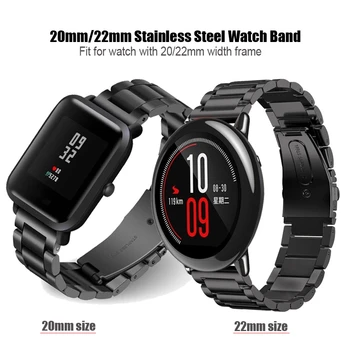Nerūdijančio Plieno virvė Xiaomi Huami Amazfit VTR 47mm 42mm Smart Watch Band Apyrankę, Dirželį Amazfit Stratos 2 3 GTS Correa