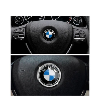 Priedai už BMW Vairo LOGO Cap Apima Lipdukai, Decal Bling Interjero Skydeliai Dekoracijos 3 4 5 6 Serijos X3 X5 Kristalų
